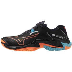 Mizuno - WAVE LIGHTNING Z8 - Volleybalschoenen - Zwart/Neon Flame/Peacock Blauw
