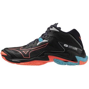 Mizuno WAVE LIGHTNING Z8 MID Volleyball Schwarz/Neon Flame/Peacock Blau Damen/Herren Grösse 43