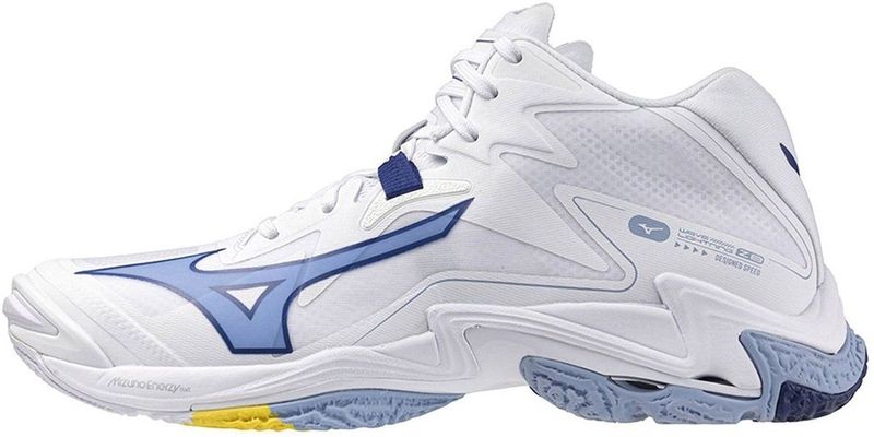 Mizuno - WAVE LIGHTNING Z8 MID - Volleybalschoenen - Wit/BellwetherBlauw/BelAirBlu