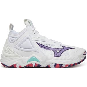 Mizuno WAVE MOMENTUM 3 MID Korfball Weiß/VioletIndigo/CamelliaRos Damen Grösse 41