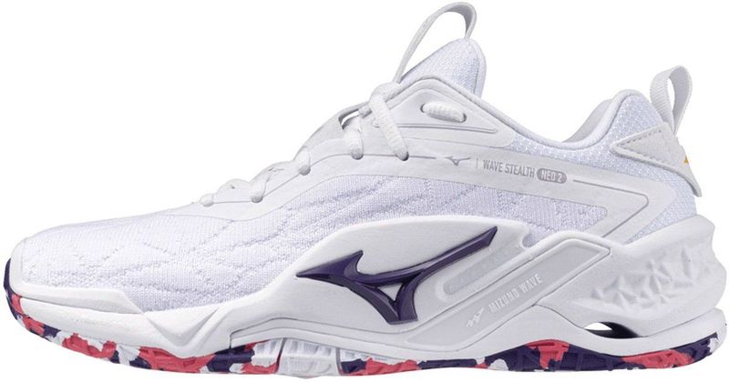 Mizuno - WAVE STEALTH NEO 2 - Handbalschoenen - Wit/VioletIndigo/CamelliaRos - Dames