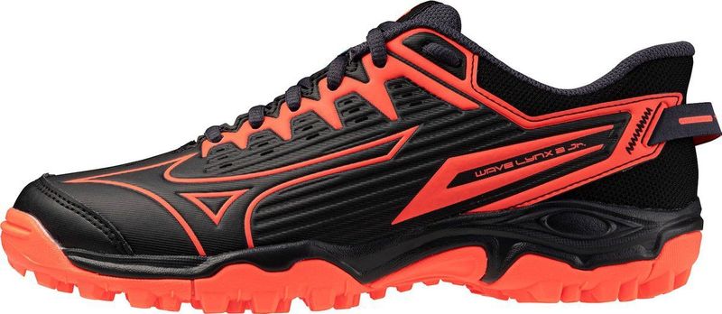Mizuno - WAVE LYNX 2 JR. Hockeyschoenen - Zwart/Neon Flame/Peacock Blauw