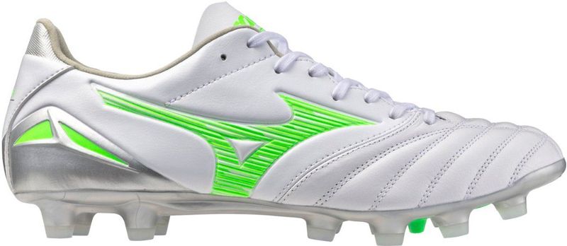 Mizuno MORELIA NEO IV PRO Voetbalschoenen Wit/neon green/cool gray 3c Dames/Heren Maat 40