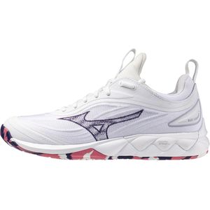 Mizuno WAVE LUMINOUS 3 Korfball Weiß/VioletIndigo/CamelliaRos Damen Grösse 38