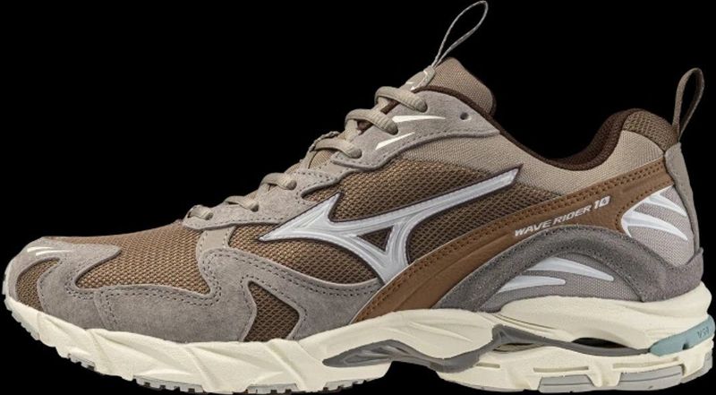 Mizuno - WAVE RIDER 10 - Sportstyle Schoenen - Fossil/Wit/Thrush