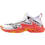 Mizuno - WAVE LIGHTNING NEO 3 - Volleybalschoenen - Wit/Fiery Coral 2/Citrus