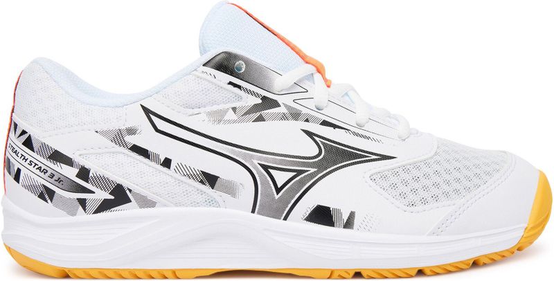 Mizuno - Stealth Star 3 - Zaalsportschoenen - Wit - Koraalrood - Geel