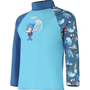 Speedo - Printed Rash Top - Blauw - Kinderen - UPF40+ Zonbescherming