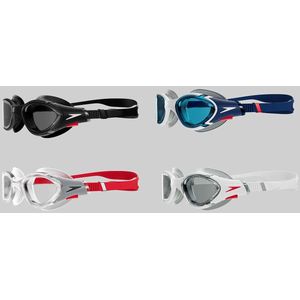 Speedo Biofuse 2.0-zwembril, uniseks, gepatenteerde eenvoudige aanpassing, anti-condens, anti-lek, verbeterde pasvorm, verbeterd comfort, wit/rood/lichtrook, eenheidsmaat
