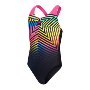 Speedo - Digital Placement Splashback - Zwempak - Zwart/Citroengeel/Flamboyant Roze/Echt Kobalt/Harlekijngroen - Chlorine Resistant