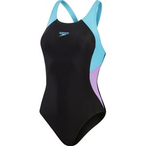 Speedo - Colourblock Splice Muscleback - Zwart/Paarse Sportbadpak - EnduraFlex Stof
