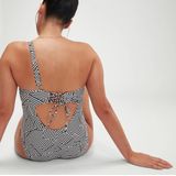 SPEEDO - Asymmetrisch Badpak - Zwart/Wit - 74% Polyamide, 26% Elasthan