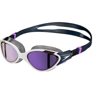 Speedo Biofuse 2.0 zwembril voor dames, vrouwelijk ontwerp, gepatenteerd instelmechanisme, anti-condens, anti-lek, comfortabele pasvorm, wit/echt marineblauw/zoet paars/flashpaars, eenheidsmaat