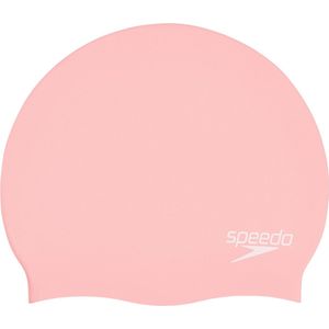 Speedo siliconen badmuts in de kleur roze.