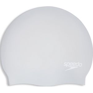 Speedo Long Hair Cap Zilver/Wit Unisex Badmuts - Maat One size