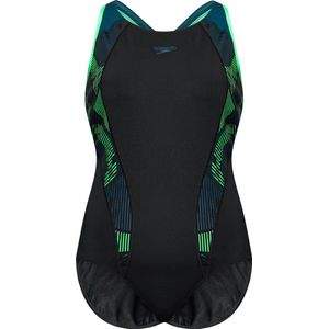 Speedo - ECO Square Neck Print - Badpak - Zwart - Wit - Medium Borstondersteuning