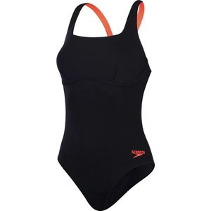 Speedo - ECO Square Neck Print - Badpak - Zwart - Wit - Medium Borstondersteuning