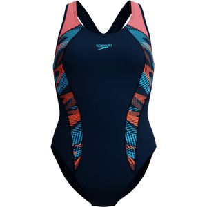 Speedo - Placement Laneback - Sportbadpak - Marine/Oranje