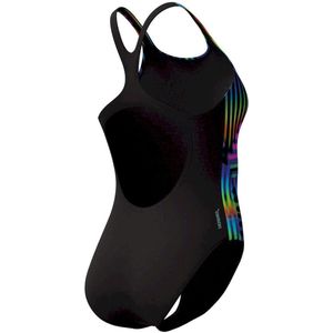 SPEEDO - eco+ dig printed medalist bla/yel - Wedstrijd badpak dames - Zwart, geel
