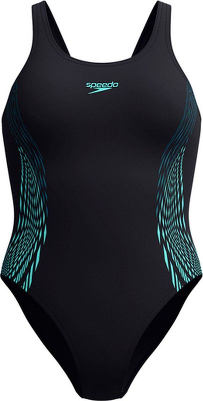 Speedo - Eco+ Placement Muscleback - Badpak - Zwart Groen - Duurzaam Materiaal