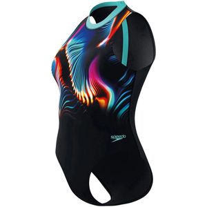 Speedo - ECO+ Printed Hydrasuit - Badpak - Zwart - Sneldrogend - Dames