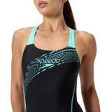 Speedo - Allover Digital Powerback - Badpak - Zwart/Blauw