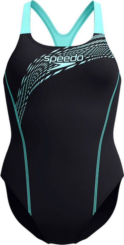 Speedo - Allover Digital Powerback - Badpak - Zwart/Blauw