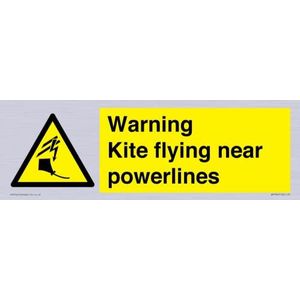 Waarschuwing vlieger vliegen in de buurt van powerlines teken - 300x100mm - L31