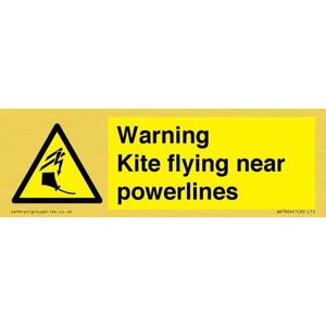 Waarschuwing vlieger vliegen in de buurt van powerlines teken - 150x50mm - L15