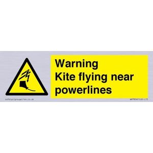 Waarschuwing vlieger vliegen in de buurt van powerlines teken - 150x50mm - L15