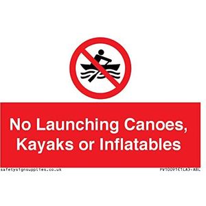 Bord ""No Launching Canoes, kajaks of opblaasbaar"" - 75 x 50 mm - A8L