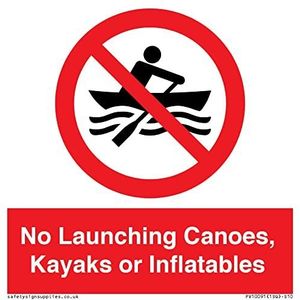 Geen lancering kano's, kajaks of inflatables teken - 100x100mm - S10