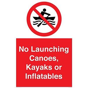 Bord ""No Launching Canoes, kajaks of opblaasbaar"", 400 x 600 mm, A2P