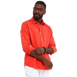 Joe Browns Chemise Classique en Lin Manches Longues avec Boutons Et Poche Poitrine Boutonnée Homme, Rouge (rosso), M