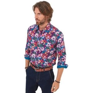 Joe Browns Heren donker bloemen button down shirt met lange mouwen, paars, M, Paars, M