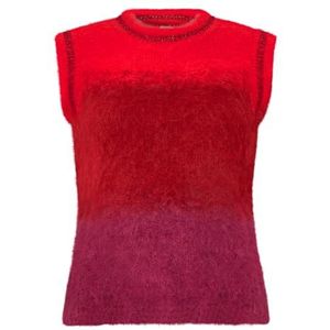 Joe Browns Dames Ombre Relaxed Fit Pluizige Gebreide Trui Vest, Rood Ombre, 38