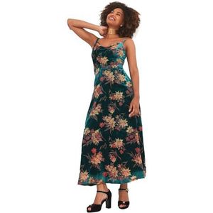 Joe Browns Vrouwen Bloemen Devore Spaghetti Strap Cowl Neck Velvet Jurk, Groen, 6, Groen, 32