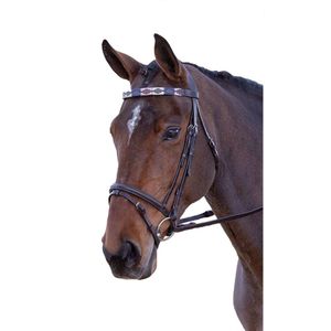 Blenheim Lederen Polo Paard frontriem (Pony) (Roze/Natuur/Navy)