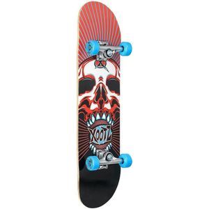 Xootz Doublekick Schedel Skateboard  (Rood/zwart/blauw)