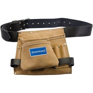 Silverline - Werkzeug- und Nageltasche aus Leder mit acht Fächern 260 x 230 mm