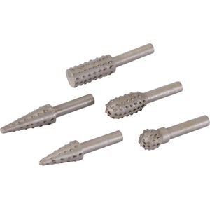 Silverline Boorrasp set - 6 mm schacht - voor hout, plastic en zacht metaal - 5-delig