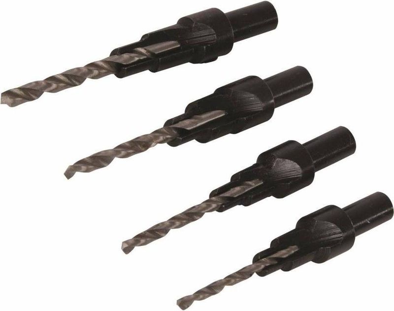 Silverline Verzinkboor Set - 4 Delig - Ø 6 t/m 12 mm - Zwart