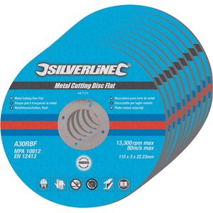 Silverline Platte Metaal Snijschijven - Ø 115 X 3 X 22.23 Mm - 10 Stuks