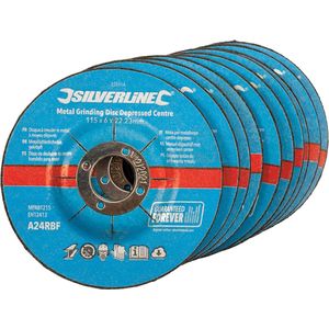 Silverline Metaal Afbraamschijf met Verzonken Center - Ø 115 X 6 X 22.2 Mm - 10 Stuks