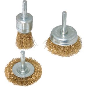 Silverline Messing Staaldraad Wiel en Cup Borstel Set 3 Stuks (985332)