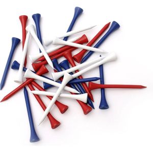 PGA Golftees, 100 stuks, rood/wit/blauw