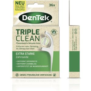 Dentek Triple Clean Plant Basis Floss Picks 36 stuks Fresh Fluoride Extra sterk