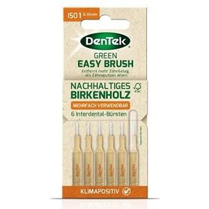 DenTek Green Brush Interdentale borstels, ISO/maat 1, extra fijn, voor zeer nauwe tussenruimtes tussen de tanden, handvat van FSC-gecertificeerd berkenhout, met hygiënische beschermkap van suikerriet,