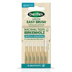 DenTek Green Brush interdentale borstels - ISO/maat 3 - voor normale tussenruimtes tussen de tanden - handvat van FSC-gecertificeerd berkenhout - met hygiënische beschermkap van suikerriet, 20 g