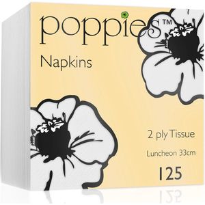 125x stuks 2-laags papieren tafelservetten wit 33 x 33 cm